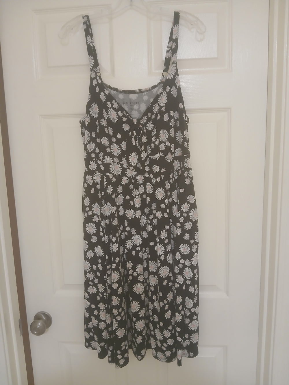 torrid Black Floral Midi Dress with White Daisy Print